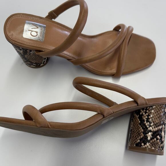 Dolce Vita Heels Womens 9.5 Brown Tan Myla Snakeskin Slip On Sandals - Picture 1 of 10